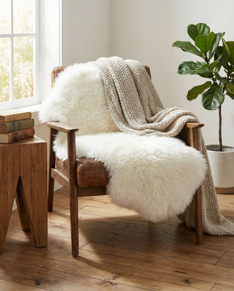 Arctic Lambskin Luxe Collection Area Rug - Tundra Rectangle White  lifestyle 27