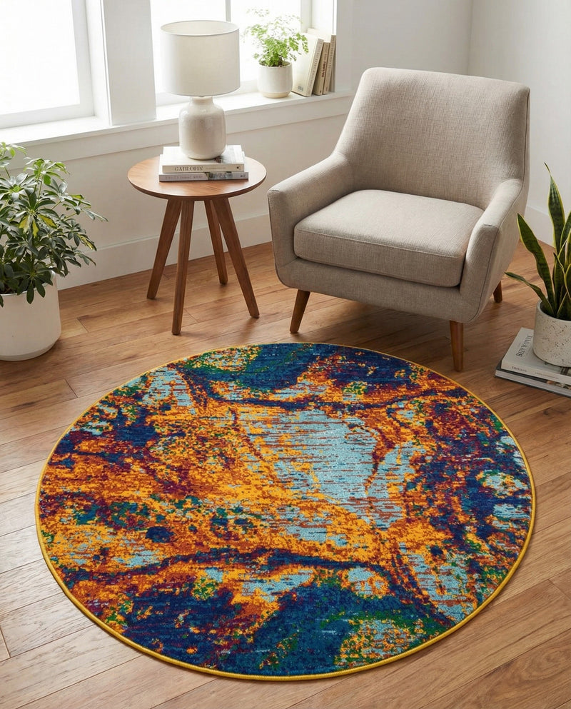 Caribbean Cove Collection Area Rug -  Bequia Round Multi  lifestyle 54