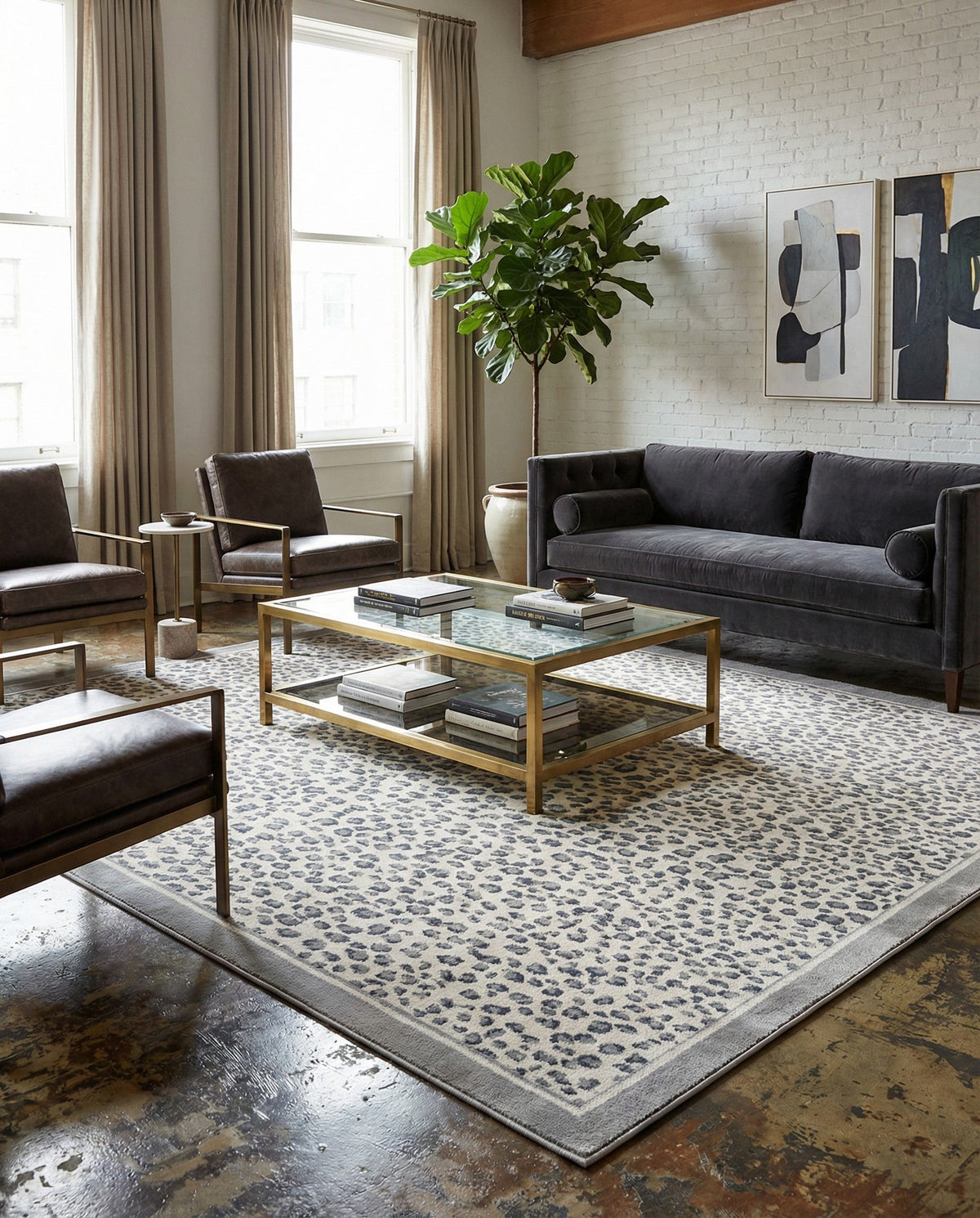 Savannah Sojourn Collection Area Rug - Serengeti Square Gray  lifestyle 162