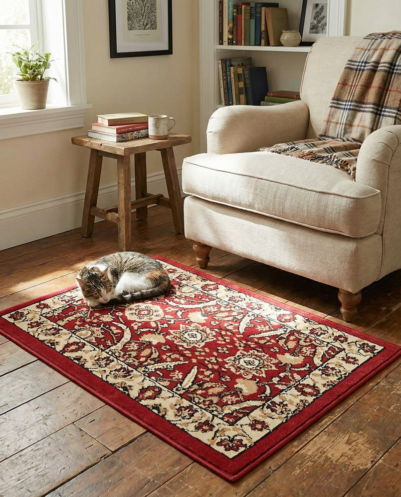 Tabriz Tapestry Collection Area Rug - Sahand (Red) Rectangle Red  lifestyle 18