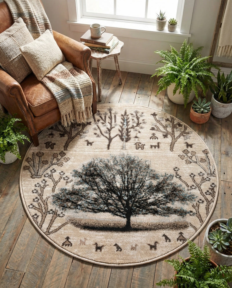 Coastal Haven Collection Area Rug -  Coastline Round Beige  lifestyle 58