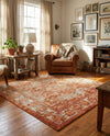 Savannah Soiree Collection Area Rug -  Everglade (Rust Red) Square Rust Red  lifestyle 33