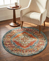 Savannah Soiree Collection Area Rug - Serengeti (Rust Red) Round Rust Red  lifestyle 58