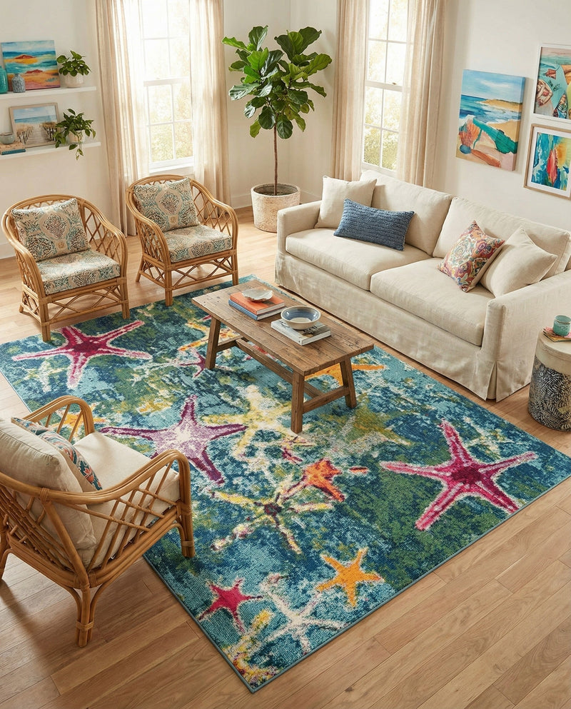 Sorrento Shores Collection Area Rug - Positano Rectangle Navy Blue  lifestyle 14