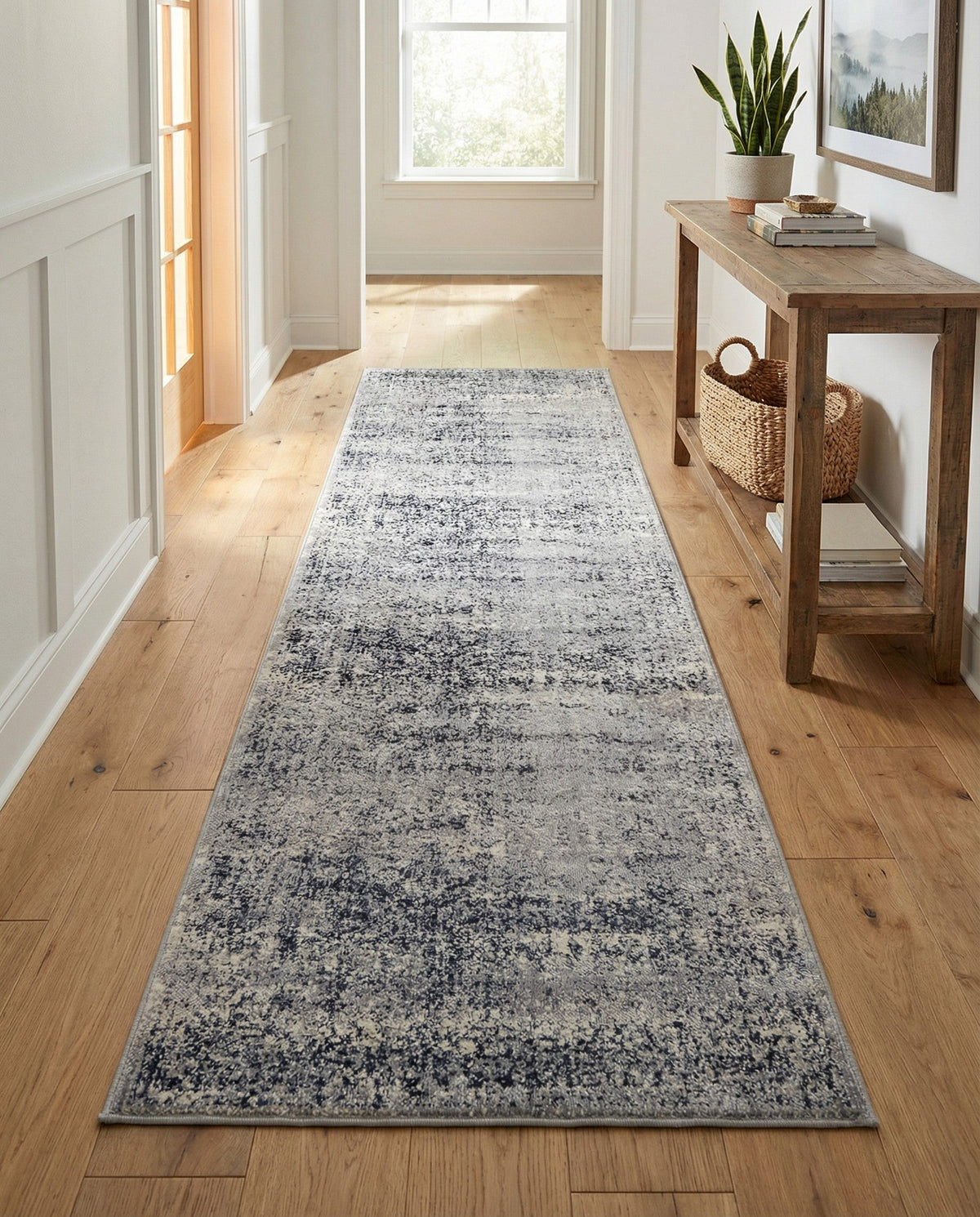 Coastal Manor Collection Area Rug -  Marina Runner Blue Gray  lifestyle 129