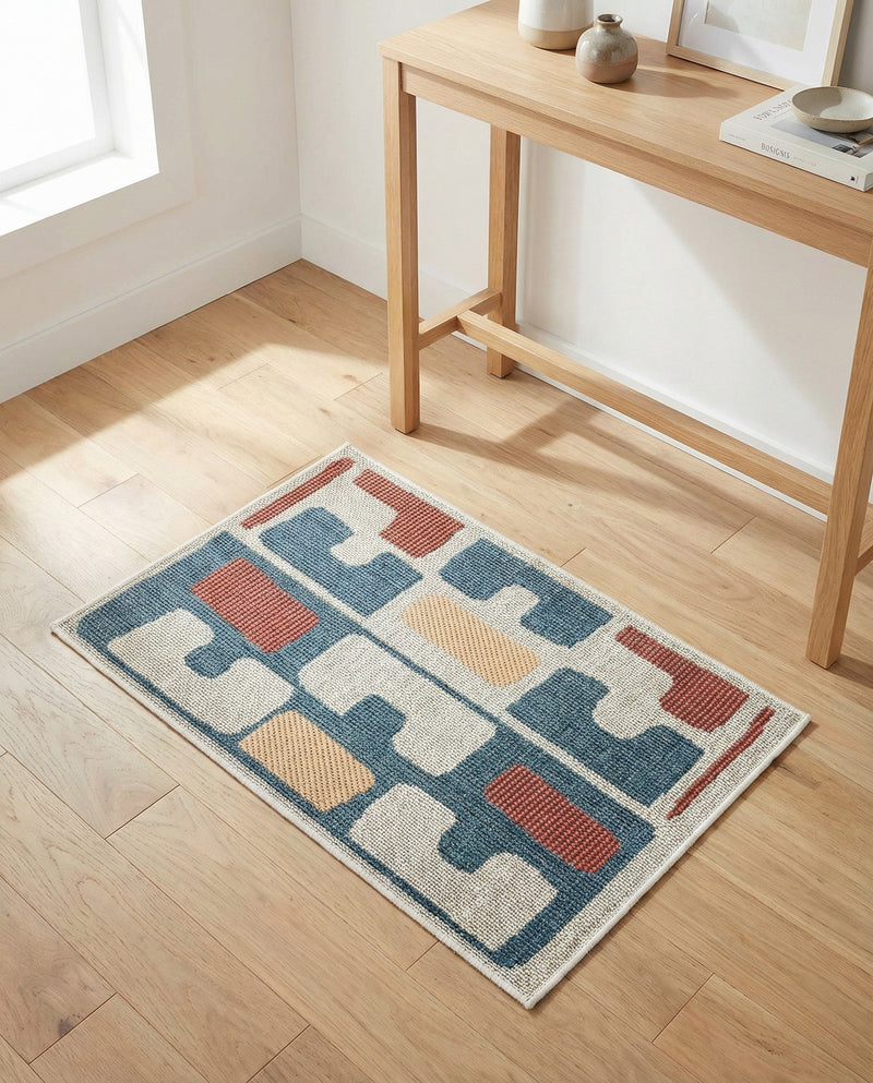 Coastal Terrace Collection Area Rug -  Sail Rectangle Ivory and Blue  lifestyle 5