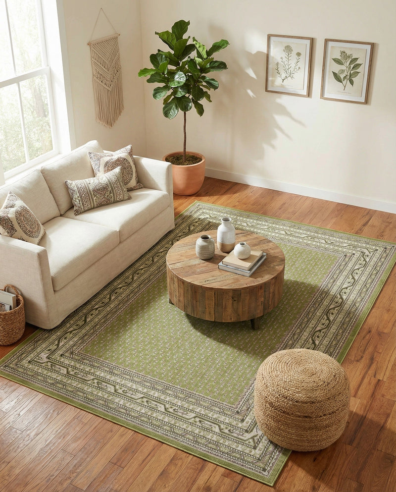 Soho Elegance Collection Area Rug -  Mercer (Green) Rectangle Green  lifestyle 9