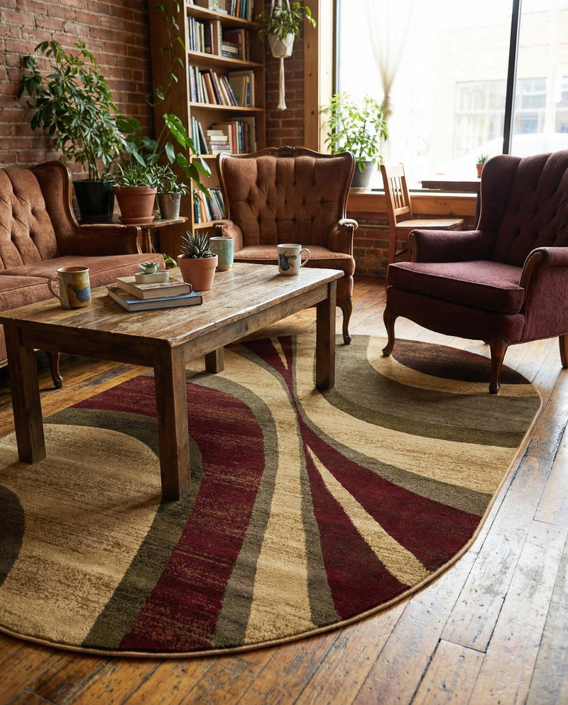 Bistro Lounge Collection Area Rug -  Frappe Oval Beige  lifestyle 42