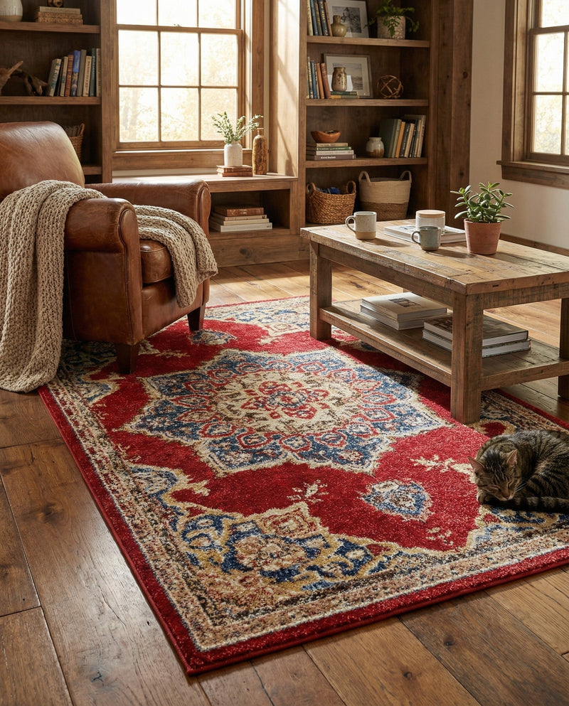 Eden Oasis Collection Area Rug -  Tranquility (Burgundy) Rectangle Burgundy  lifestyle 10