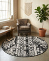 Cascade Range Collection Area Rug - Hood (Black and White) Round Black and White  lifestyle 67