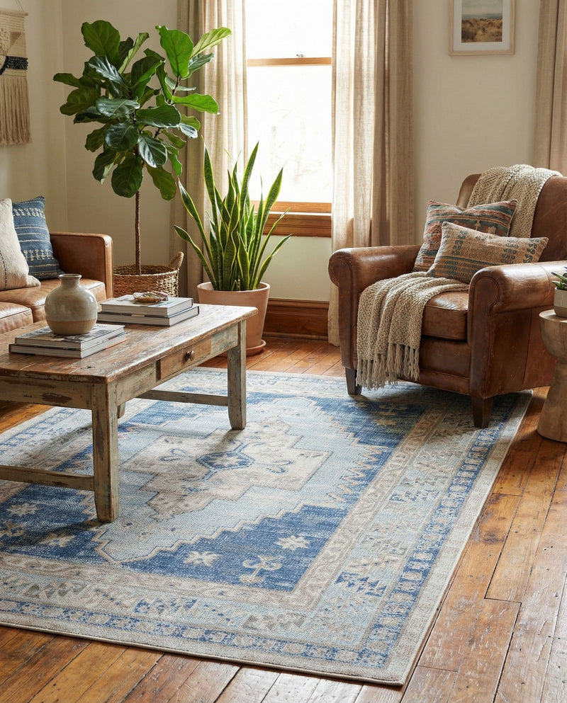 Savannah Series Collection Area Rug -  Augusta (Sky blue) Rectangle Sky blue  lifestyle 11
