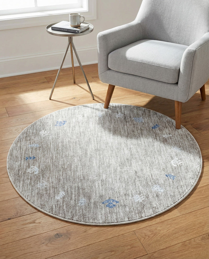 Zagros Shades Collection Area Rug -  Yasuj Round Gray Brown  lifestyle 72