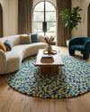 Woolen Sphere Collection Area Rug - Orbsburg (Blue) Round Blue  lifestyle 29