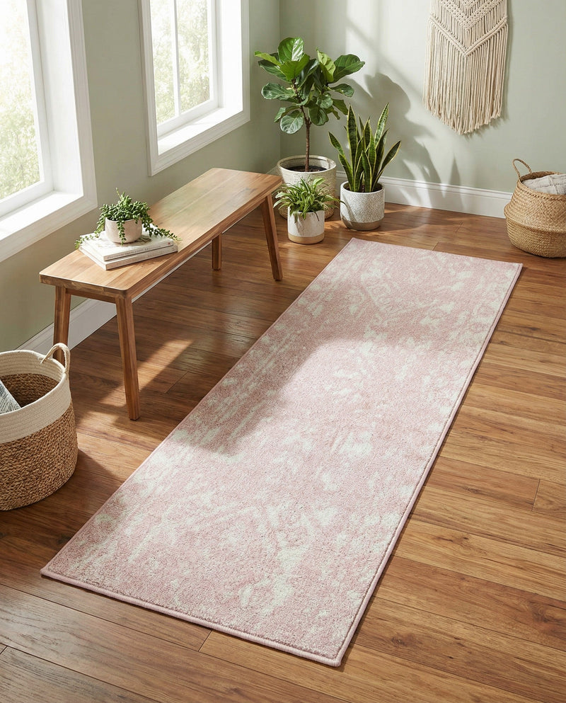 Brighton Stripes Collection Area Rug - Sussex (Pink) Runner Pink  lifestyle 54