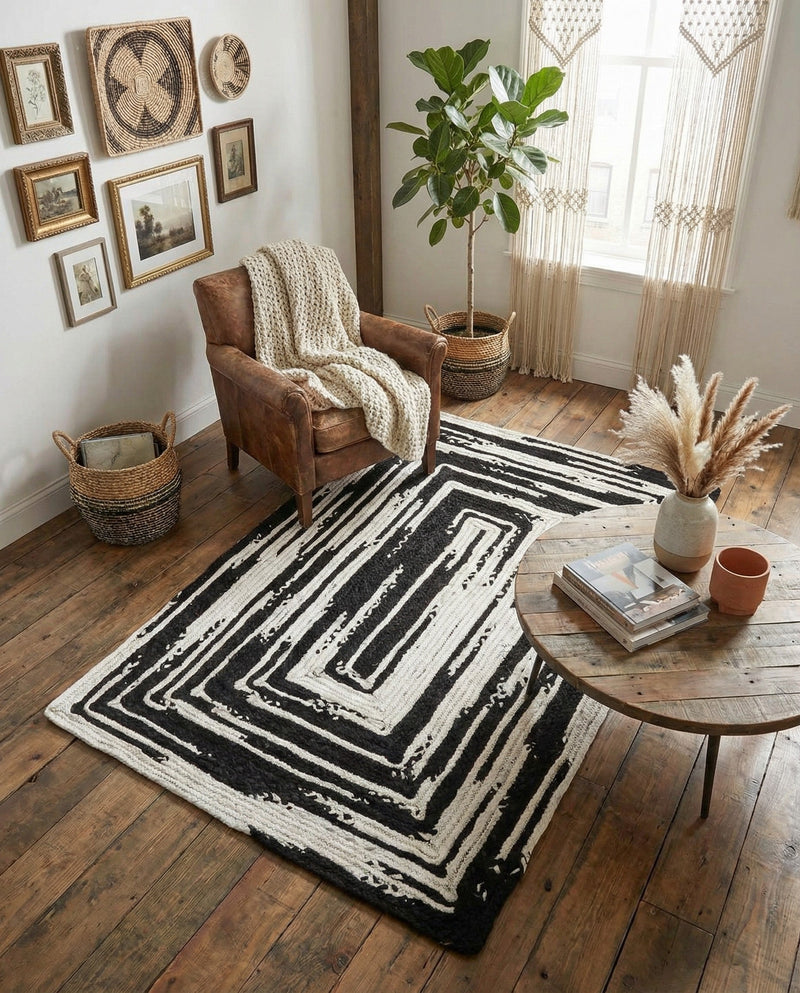 Woven Udaipur Collection Area Rug - Jaipur Rectangle Black and White  lifestyle 17