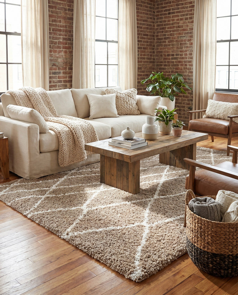 Cozy Haven Shag Collection Area Rug - Serenity (Khaki) Rectangle Khaki  lifestyle 18