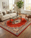Tabriz Tapestry Collection Area Rug - Azerbaijan (Terracotta) Rectangle Terracotta  lifestyle 4