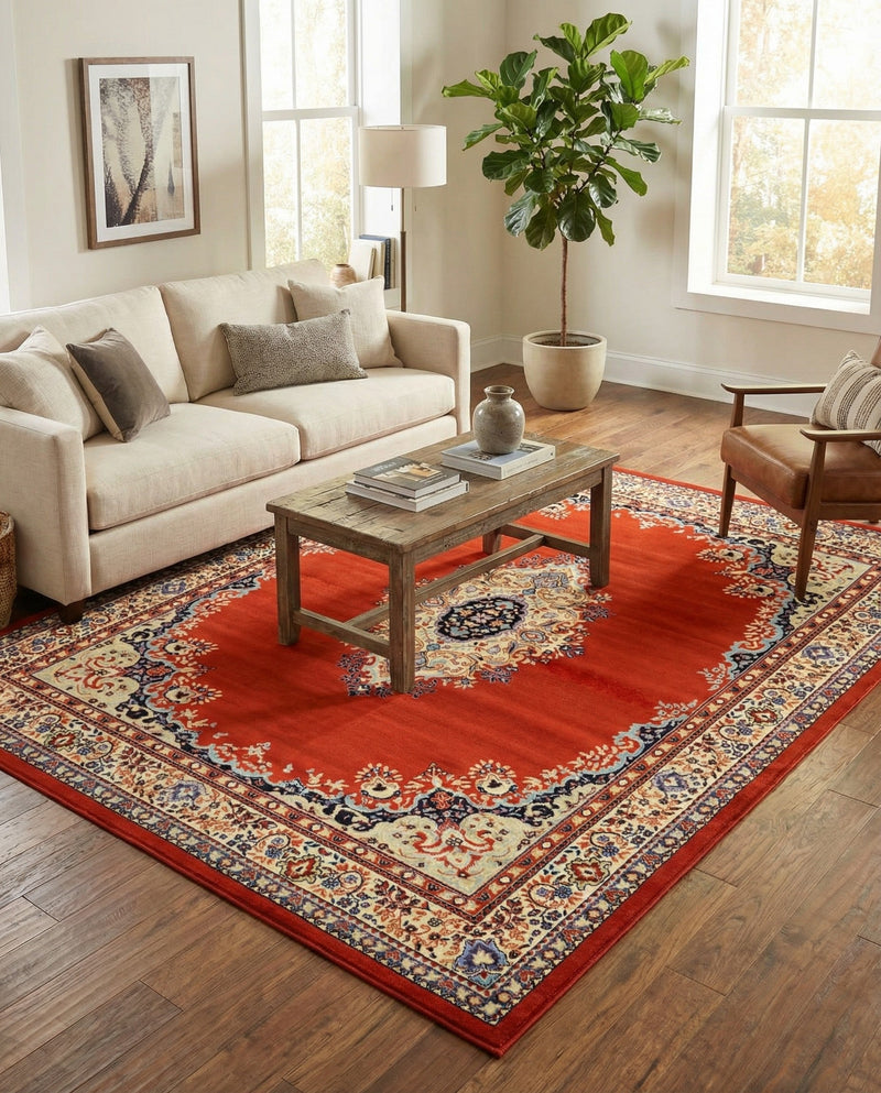 Tabriz Tapestry Collection Area Rug - Azerbaijan (Terracotta) Rectangle Terracotta  lifestyle 4