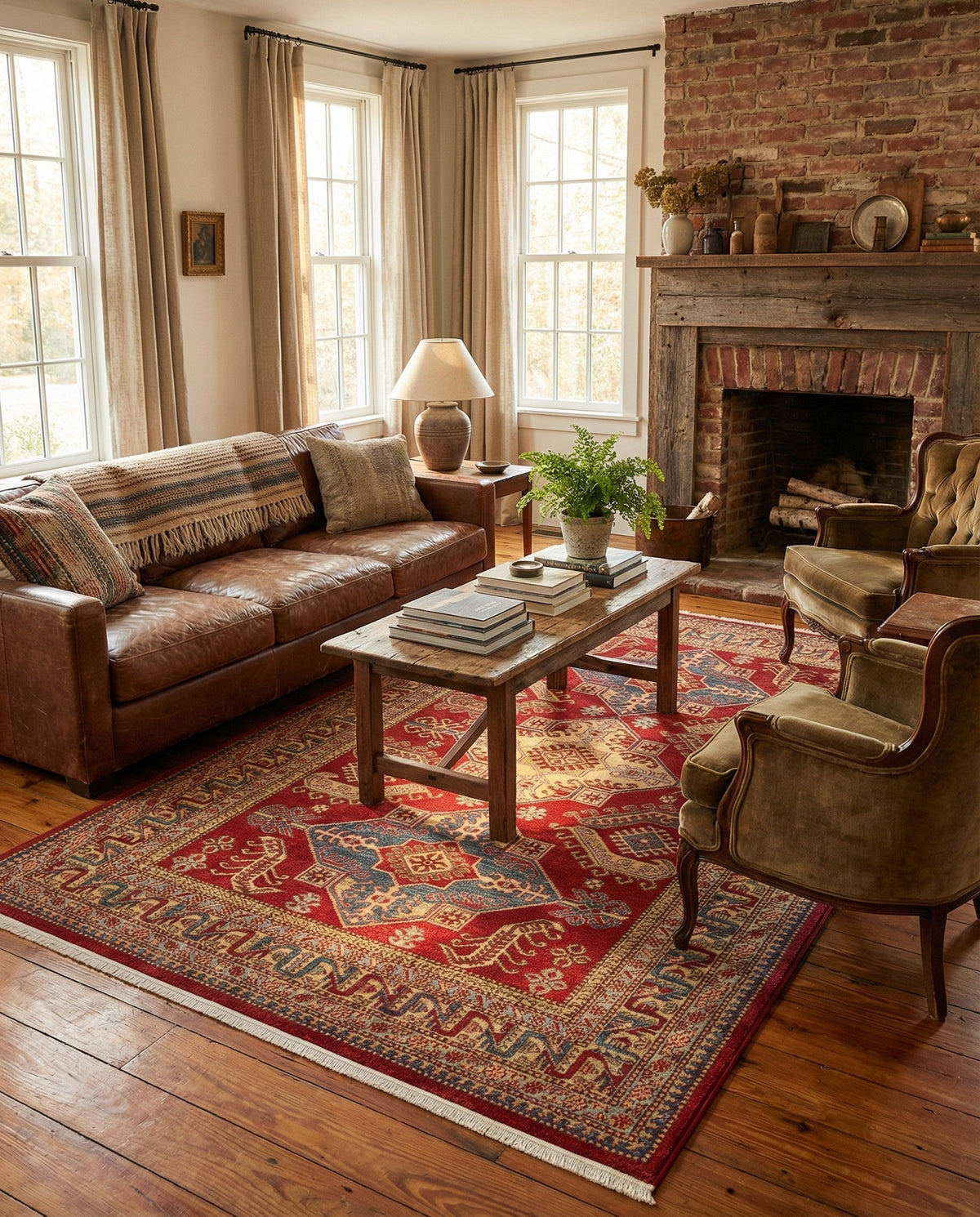 Persian Elegance Collection Area Rug -  Ardabil Rectangle Red  lifestyle 11