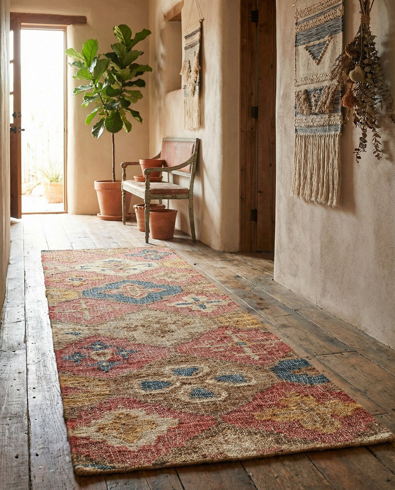 Benares Handwoven Jute Collection Area Rug - Ganges Runner Multi  lifestyle 66