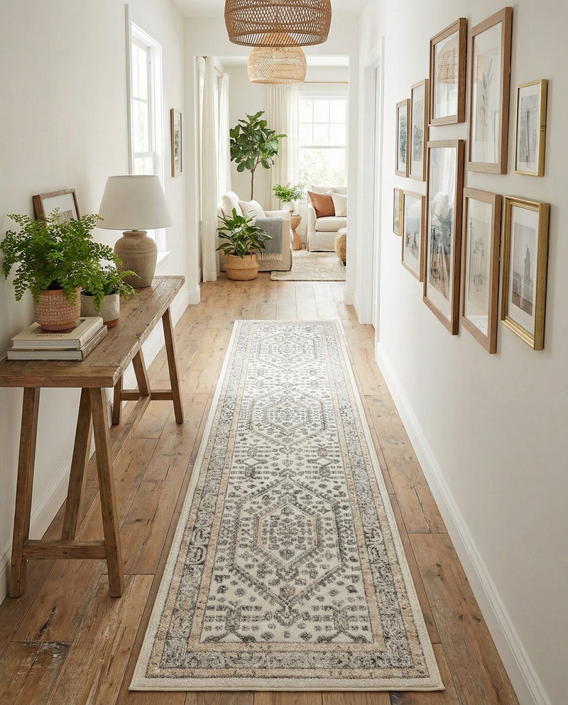 Adriana Terrace Collection Area Rug - Capri (Ivory) Runner Ivory  lifestyle 76