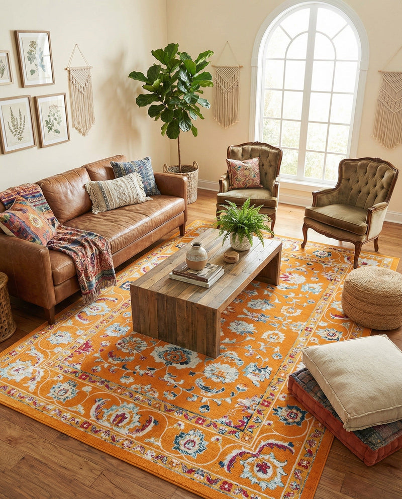 Adriana Terrace Collection Area Rug -  Positano (Orange) Rectangle Orange  lifestyle 10