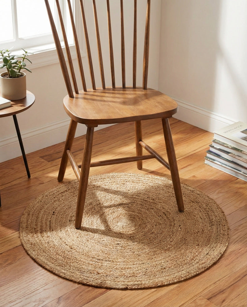 Woven Seaside Elegance Collection Area Rug - Coastline Round Natural  lifestyle 80