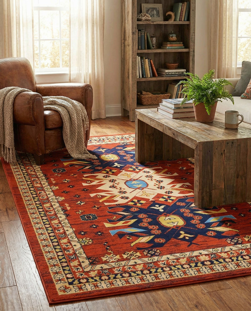 Tabriz Tapestries Collection Area Rug - Azerbaijan (Terracotta) Rectangle Terracotta  lifestyle 18