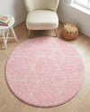 Trellis Mosaic Collection Area Rug - Arborville (Light Pink) Round Light Pink  lifestyle 85