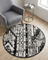 Cascade Range Collection Area Rug - Hood (Black and White) Round Black and White  lifestyle 36