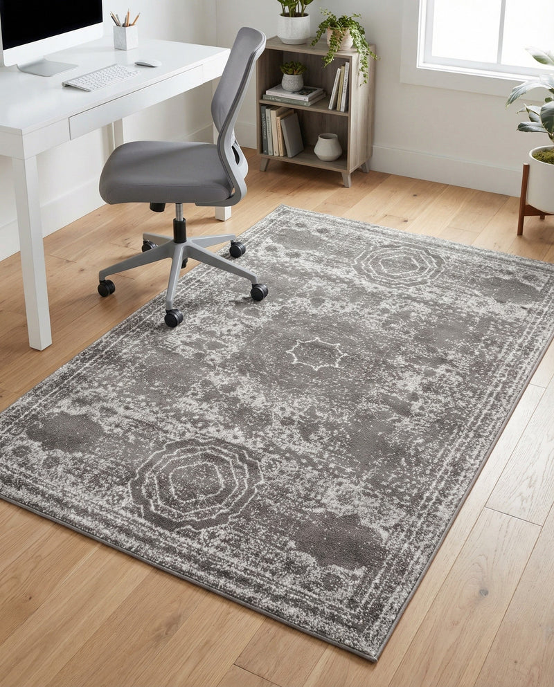 Dover Terrace Collection Area Rug -  Lagoon (Dark Gray) Rectangle Dark Gray  lifestyle 6
