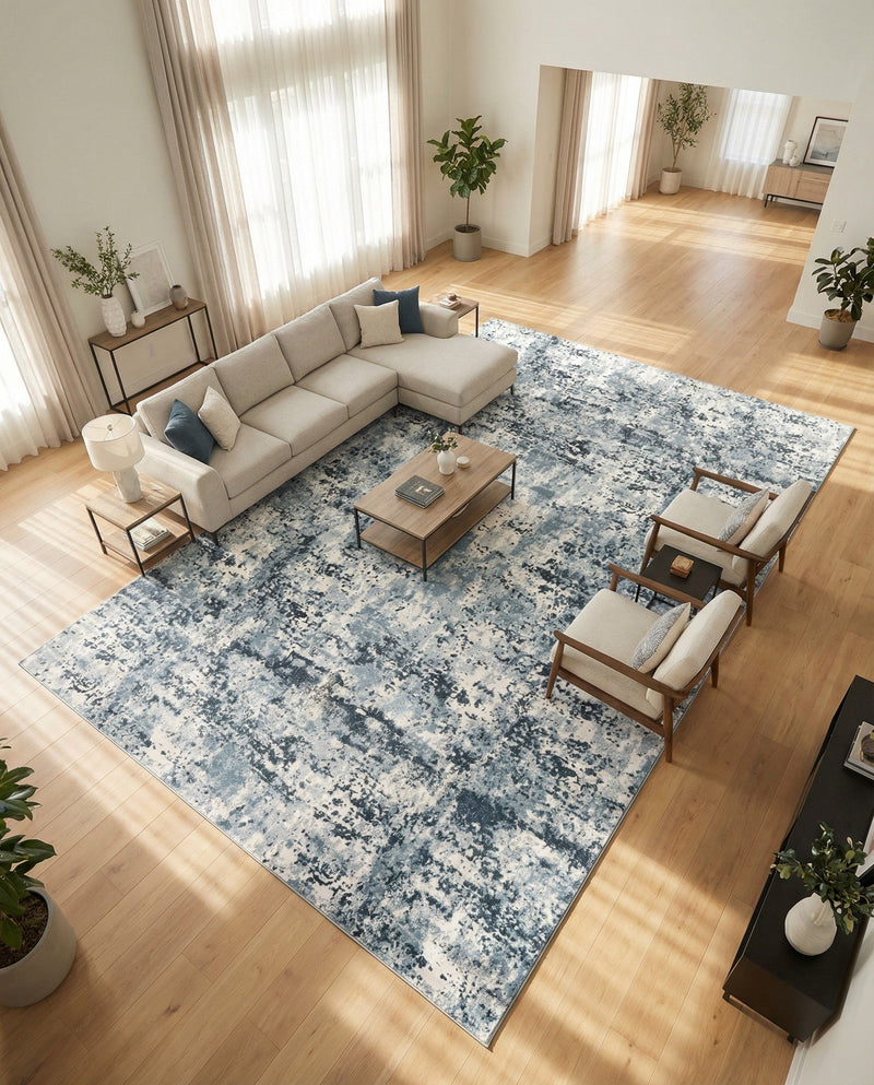 Luminara Sands Collection Area Rug - Elysium (Vintage Blue) Rectangle Vintage Blue  lifestyle 21