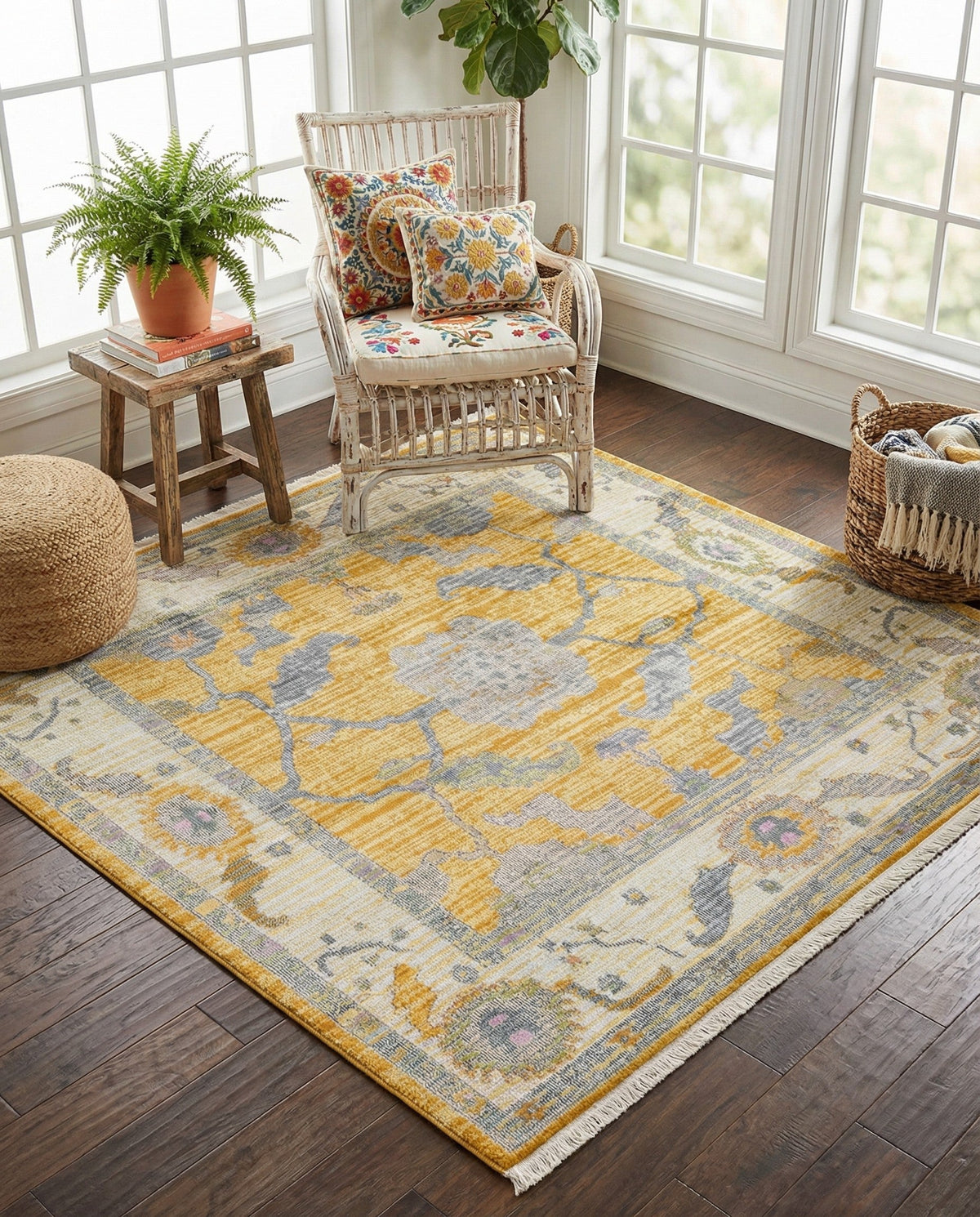 Arcadia Rugs Collection Area Rug - Eden (Yellow) Square Yellow  lifestyle 83