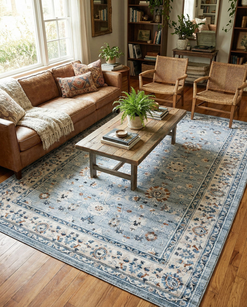 Savannah Elegance Collection Area Rug - Augusta (Aqua Blue) Rectangle Aqua Blue  lifestyle 7