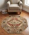 Neptune Elegance Collection Area Rug -  Naiad Octagon Burgundy Beige  lifestyle 69