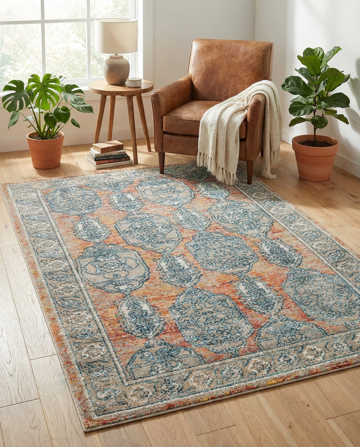 Seville Stripes Collection Area Rug -  Granada (Brick Red) Rectangle Brick Red  lifestyle 17