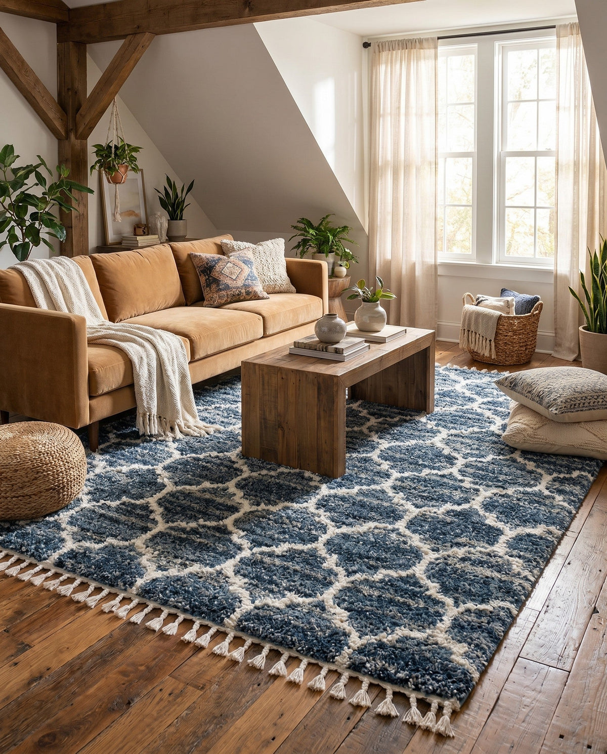 Cozy Cove Shag Collection Area Rug - Marina Rectangle Blue  lifestyle 48
