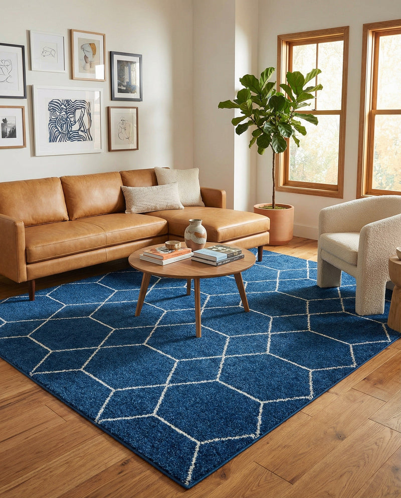 Trellis Mosaic Collection Area Rug - Arborville (Navy Blue) Rectangle Navy Blue  lifestyle 13