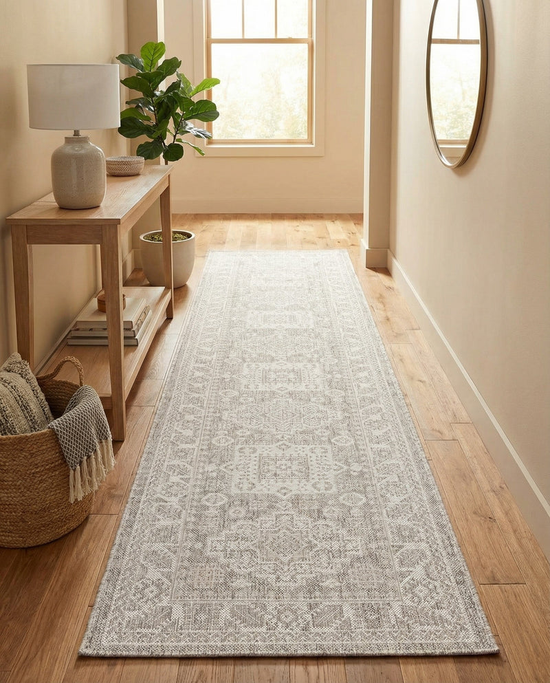 Tribal Terrace Treasures Collection Area Rug -  Incan Isle (Light Gray) Runner Light Gray  lifestyle 60