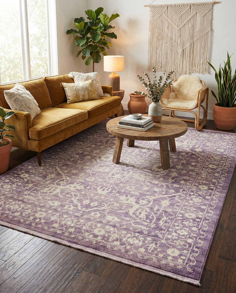 Rustic Charm Revival Collection Area Rug - Farmstead Rectangle Purple  lifestyle 20