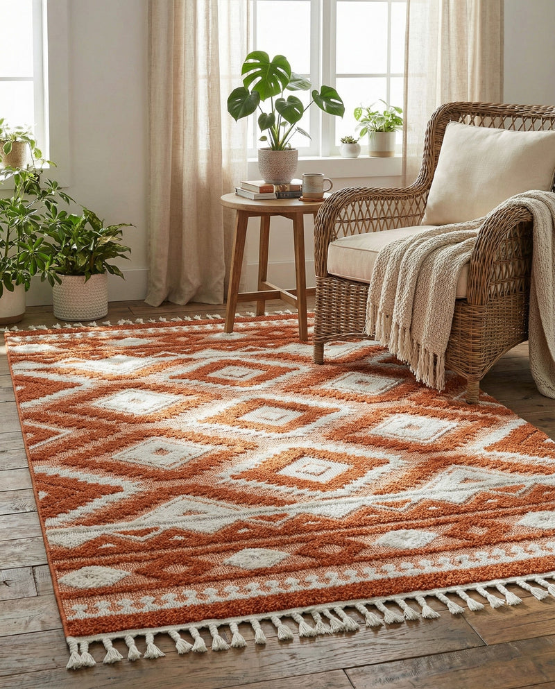 Sahara Chic Collection Area Rug -  Fez Rectangle Rust Red  lifestyle 20