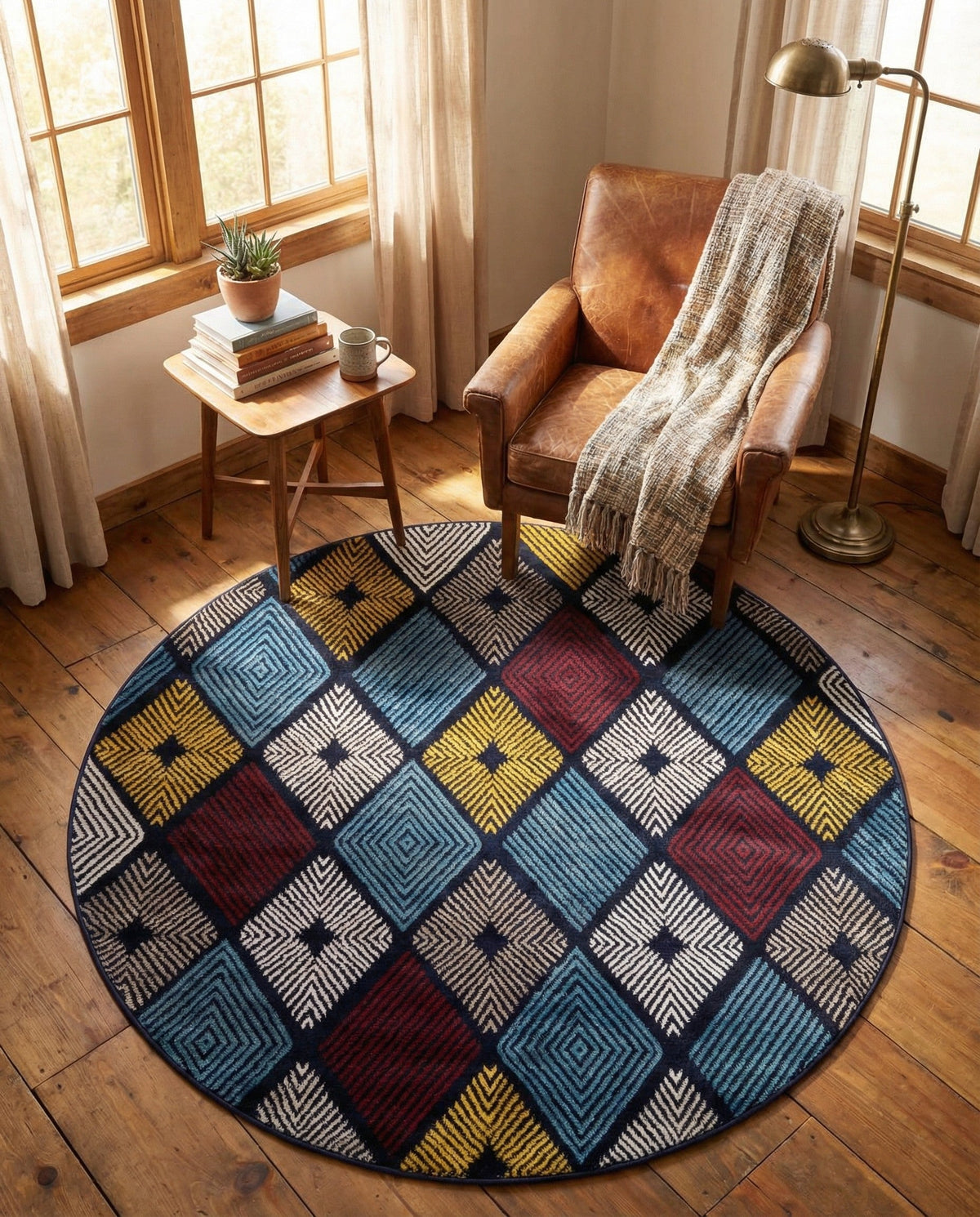 Coastal Haven Collection Area Rug -  Anchorage Round Multi  lifestyle 104