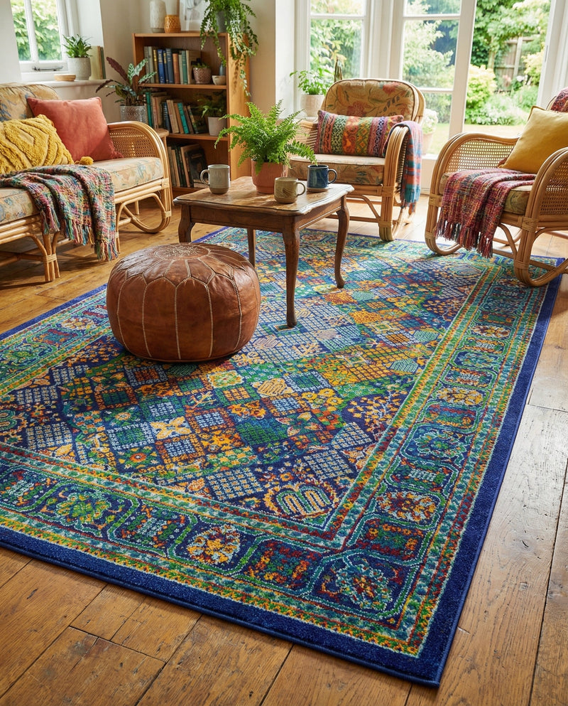 Caribbean Cove Collection Area Rug -  Mustique Rectangle Navy Blue  lifestyle 55