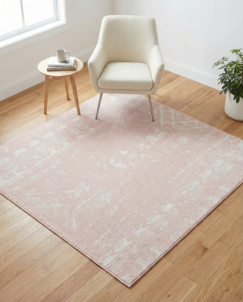 Brighton Stripes Collection Area Rug - Sussex (Pink) Square Pink  lifestyle 50