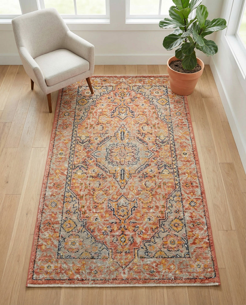 Seville Stripes Collection Area Rug - Cadiz (Brick Red) Rectangle Brick Red  lifestyle 23