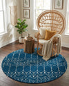 Marrakesh Lattice Collection Area Rug - Casablanca (Navy Blue) Round Navy Blue  lifestyle 38