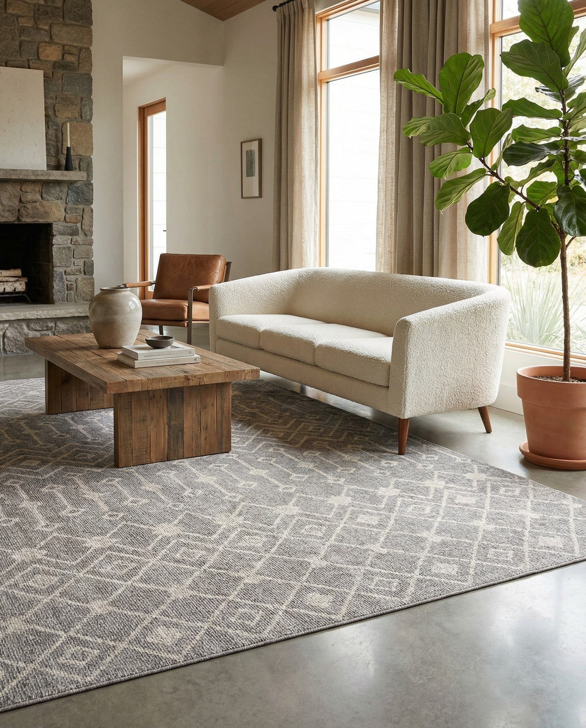 Geo Garden Lattice Collection Area Rug -  Andalusia Rectangle Gray  lifestyle 64