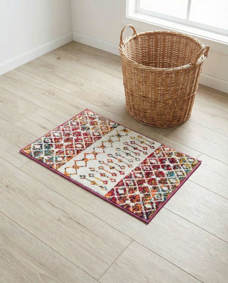 Mediterranean Lattice Collection Area Rug -  Casablanca (Ivory Multi) Rectangle Ivory Multi  lifestyle 5