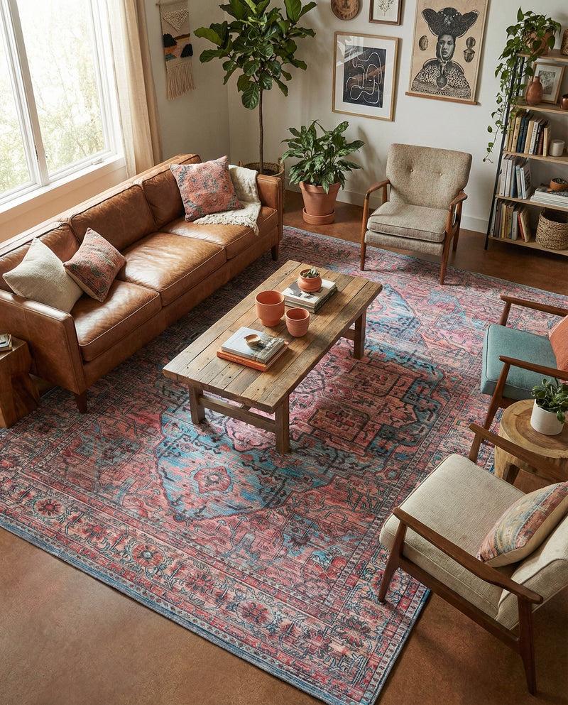 Zahara Oasis Collection Area Rug -  Fez Rectangle Blue  lifestyle 9