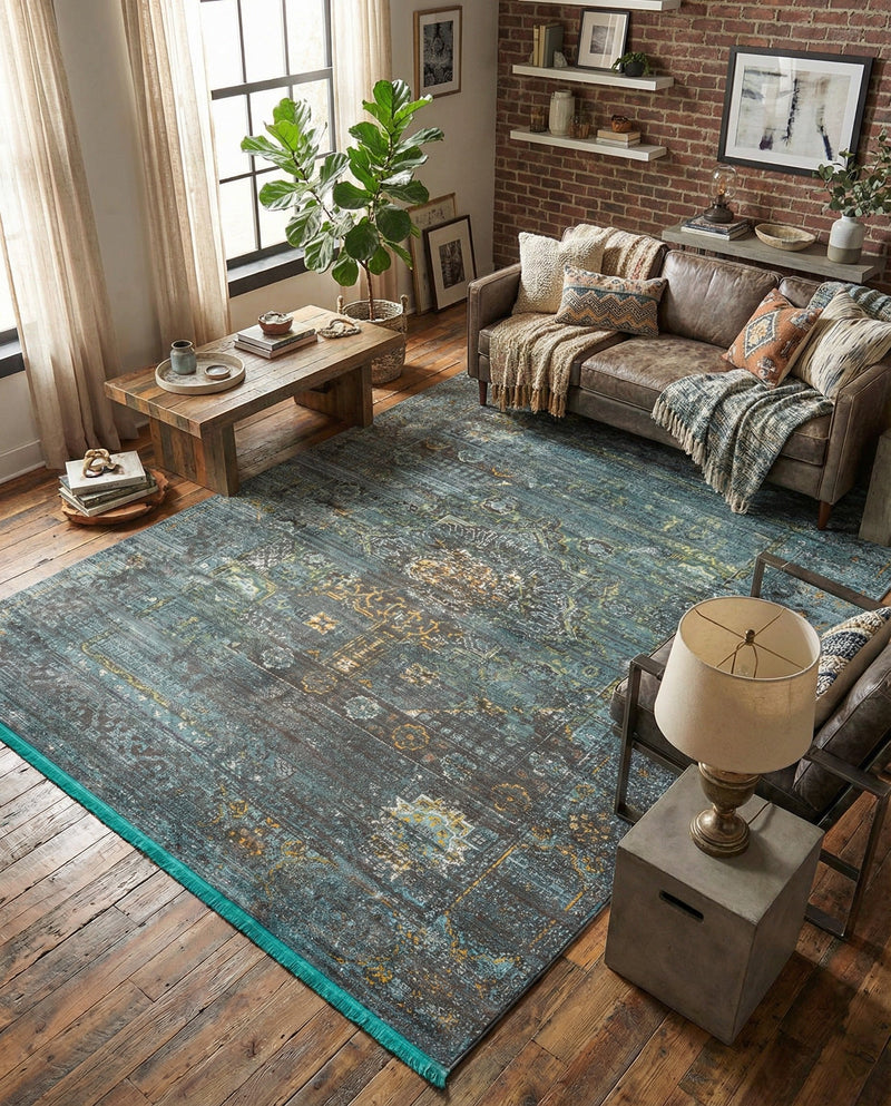 Caribbean Breeze Collection Area Rug -  Martinique Rectangle Turquoise  lifestyle 24